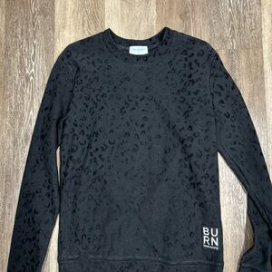 Burn Boot Camp Sweatshirt Black Velvet Leopard On Black Love Yourself Women’s XS